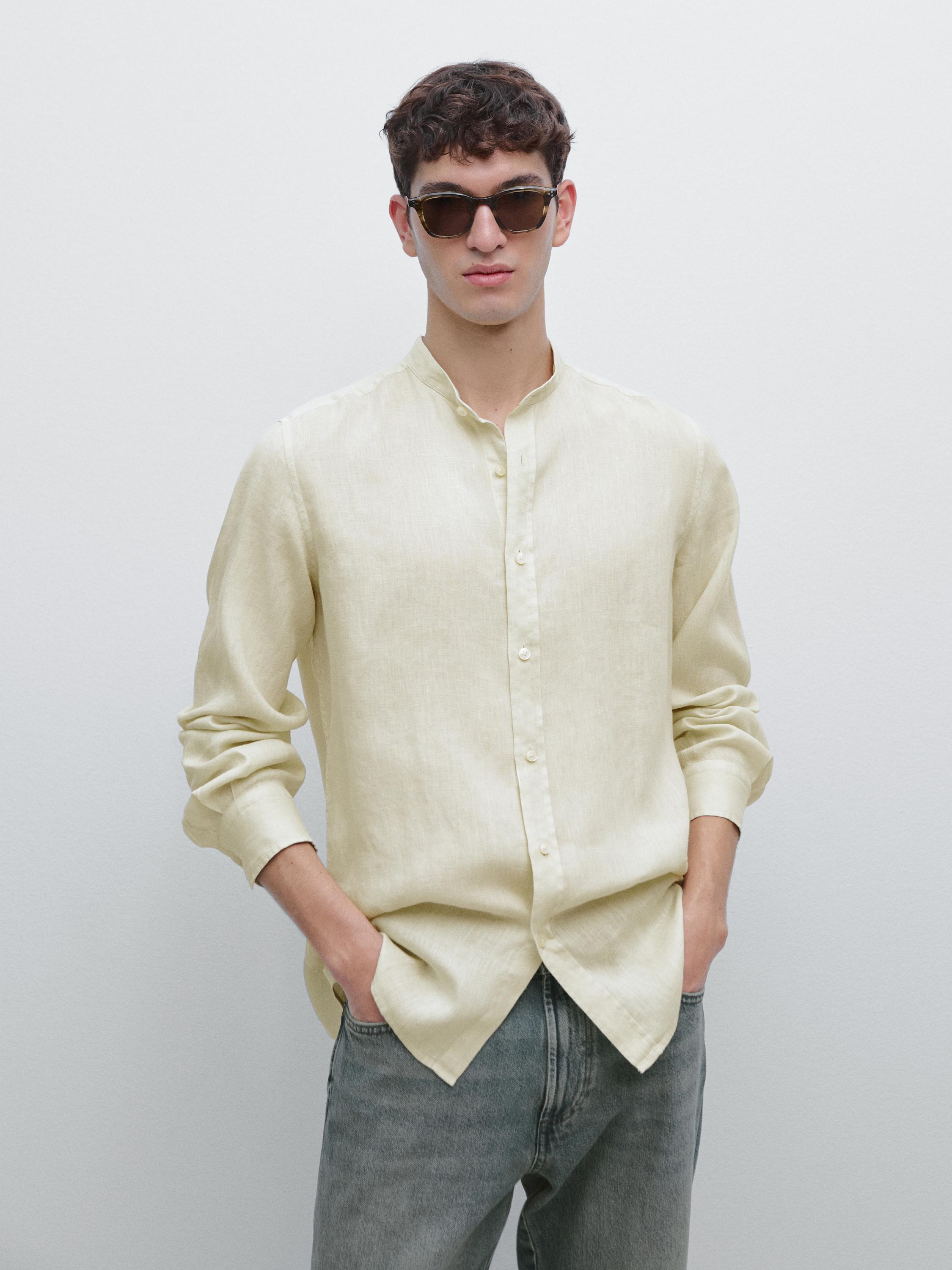 Slim fit stand collar shirt